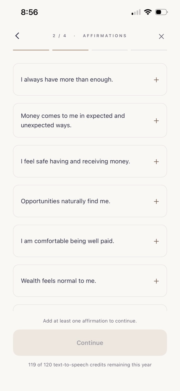 Choose affirmations for your Sublime