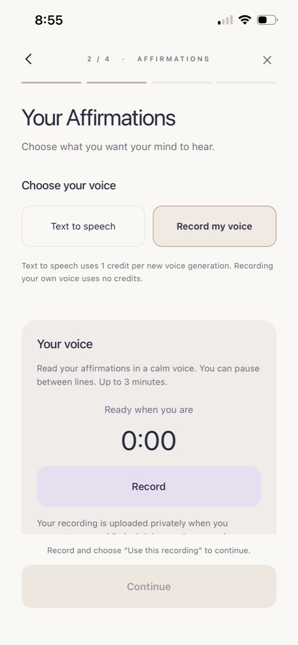 Record your own voice for your affirmations